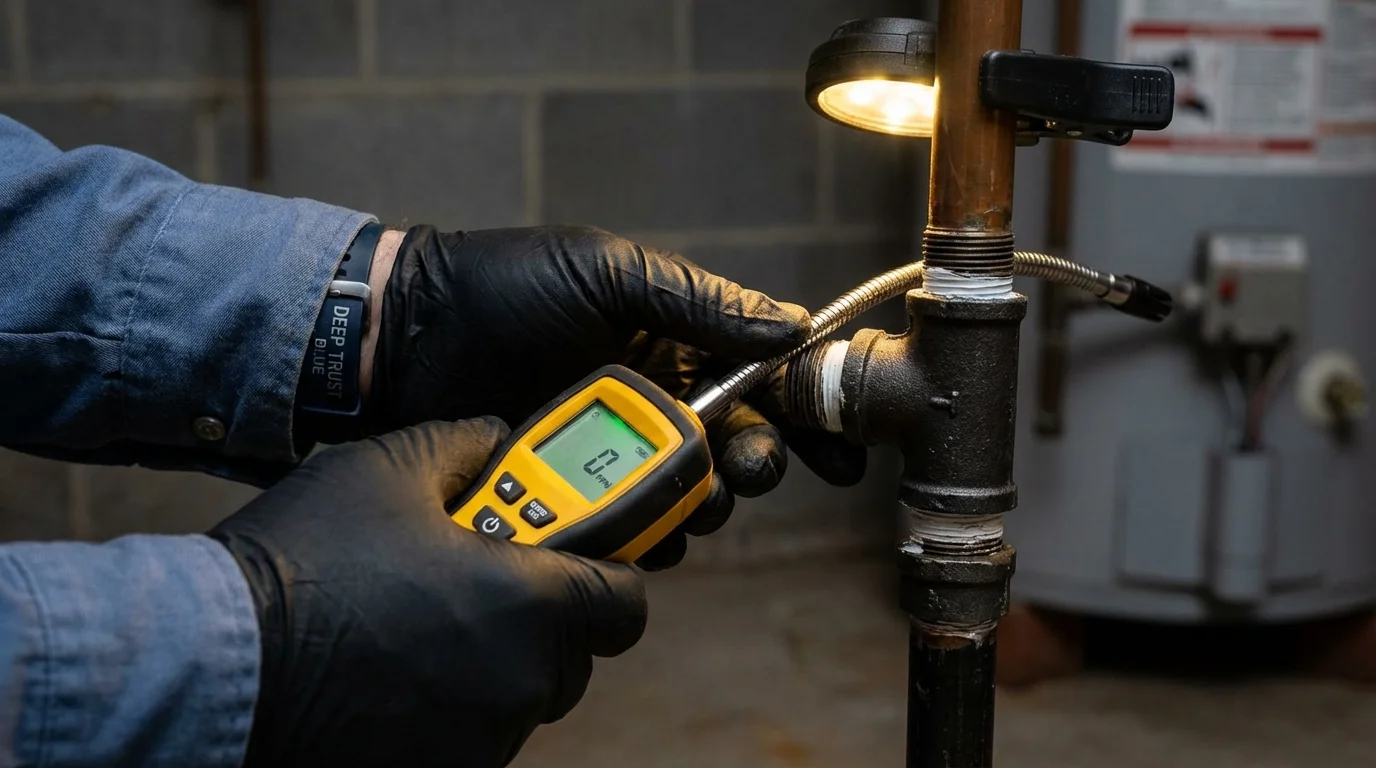 Gas leak detection with electronic sniffer by Johns Plumbing LLC in Mona